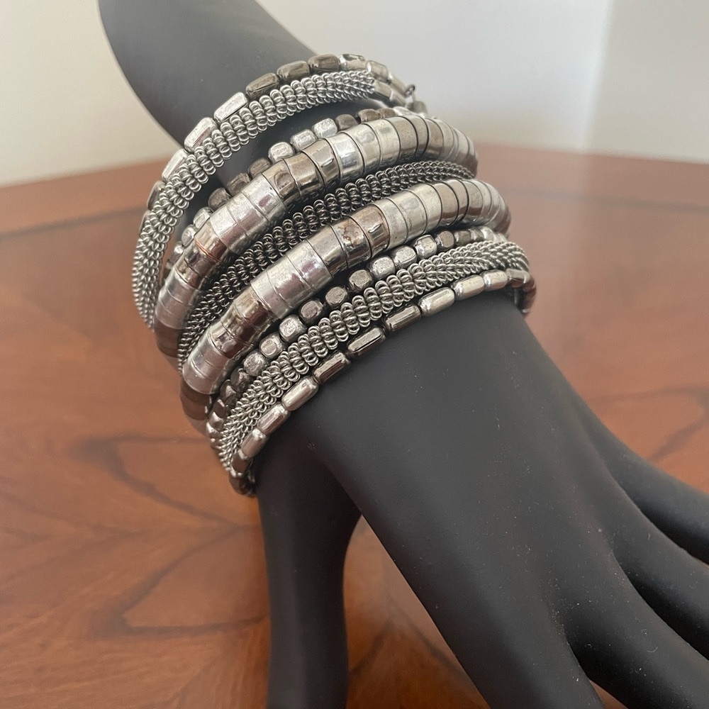 Silver and Black Coiled Bracelet